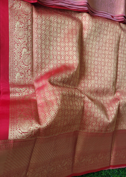 Peach And Orange Kancheepuram Silk Saree - TN