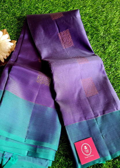 Violet and Blue Half Pure Kanchi Silk Saree- TN
