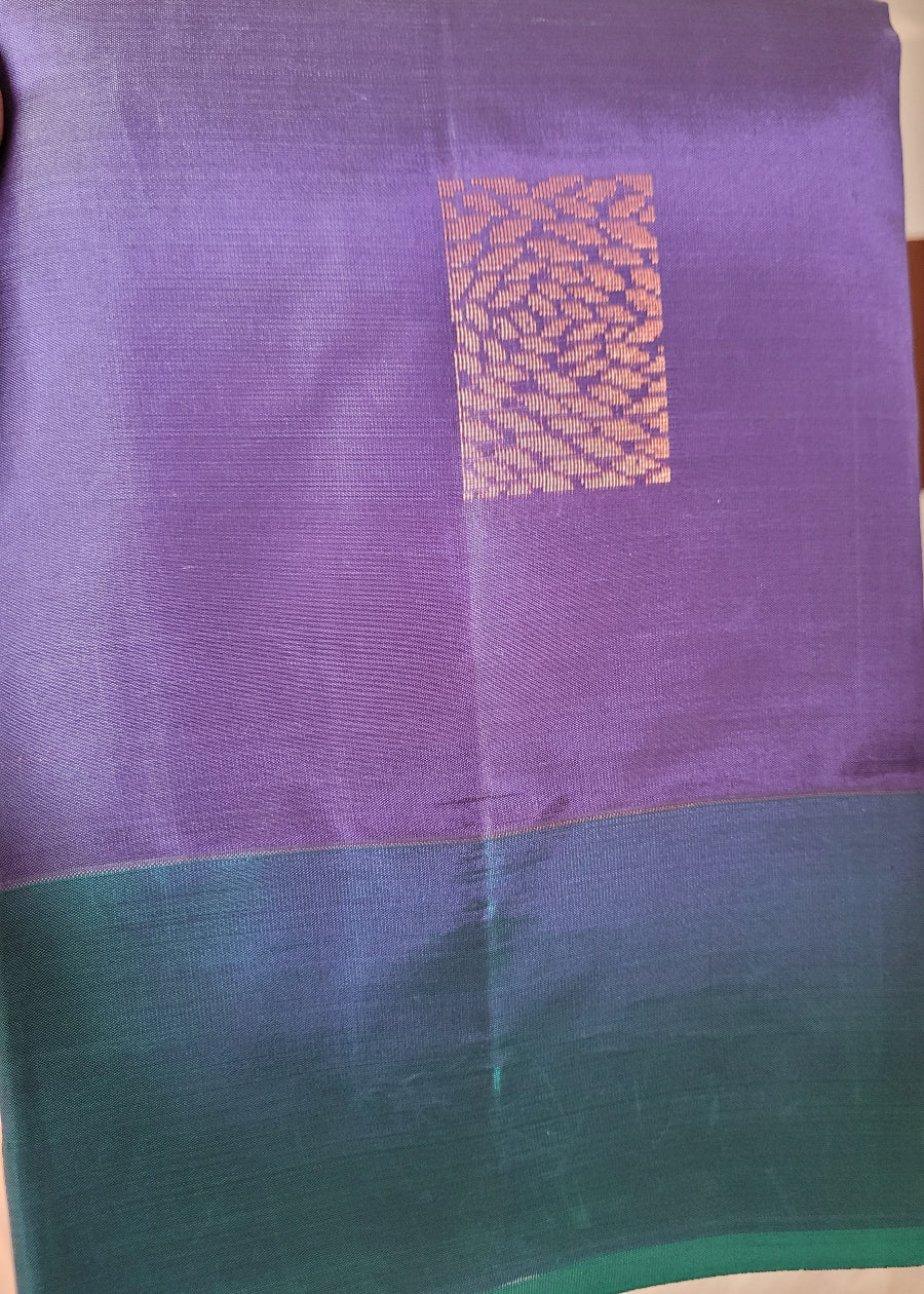 Violet and Blue Half Pure Kanchi Silk Saree- TN