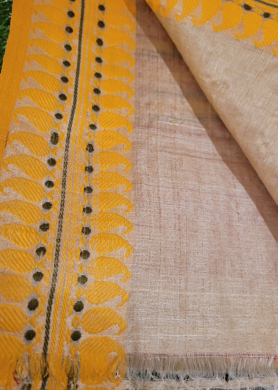 Classic Tussar Silk Saree In Ganga Jamuna Border- Bengal