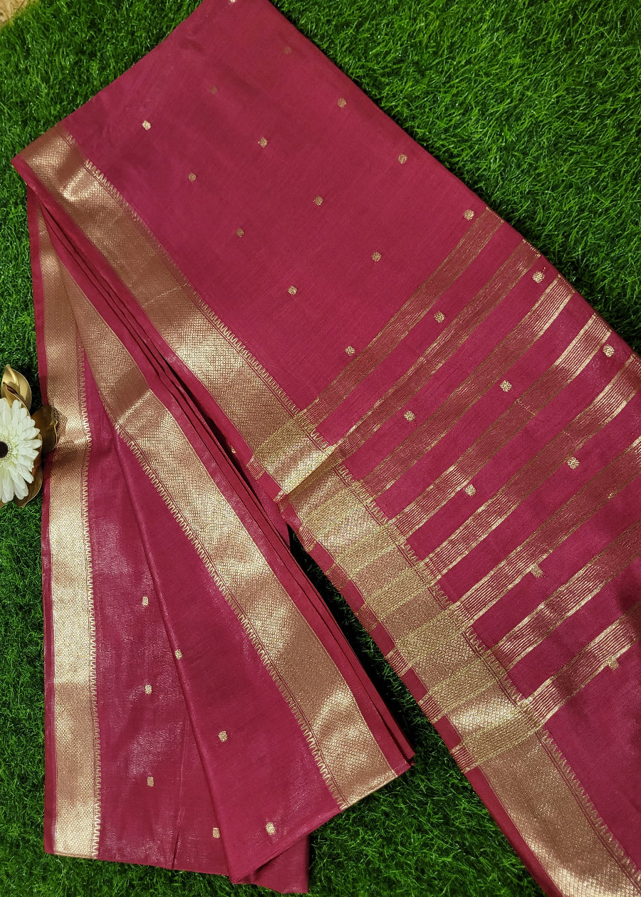 Majenta Semi Munga Silk Saree- Bengal