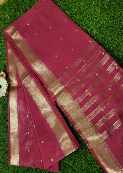 Majenta Semi Munga Silk Saree- Bengal