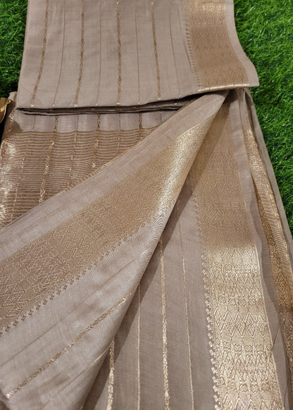 Golden Beige Semi Silk Saree- Bhagalpur