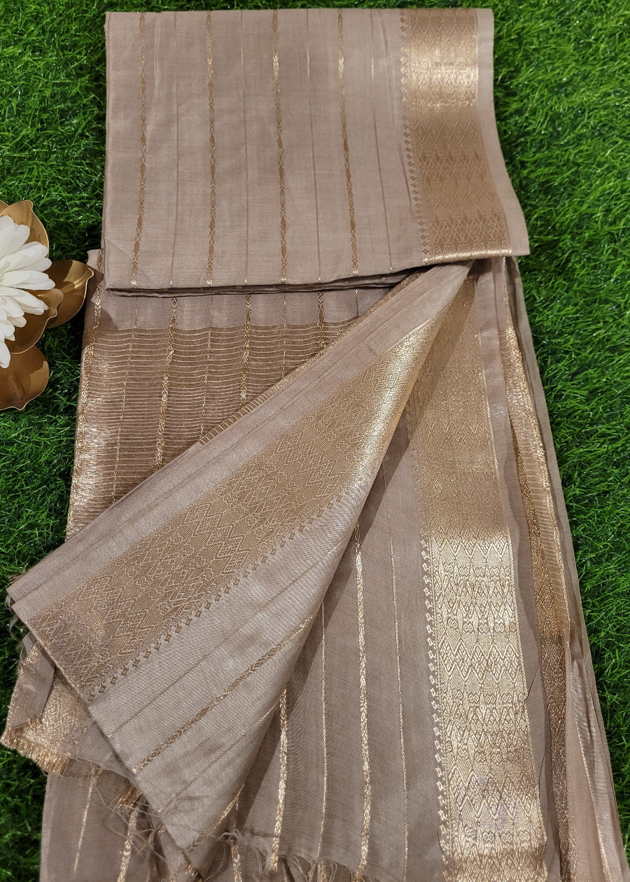 Golden Beige Semi Silk Saree- Bhagalpur