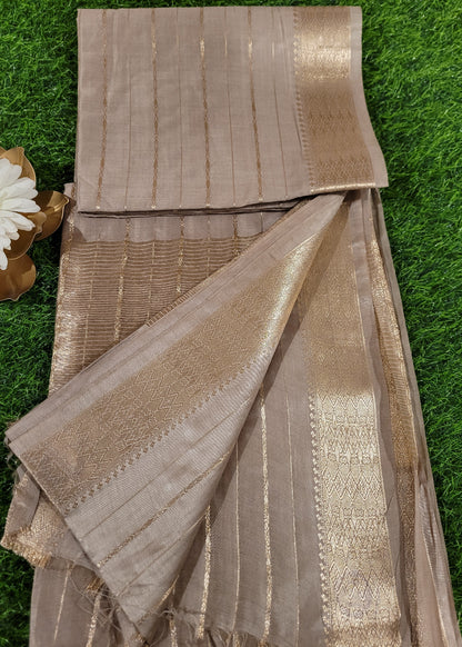 Golden Beige Semi Silk Saree- Bhagalpur
