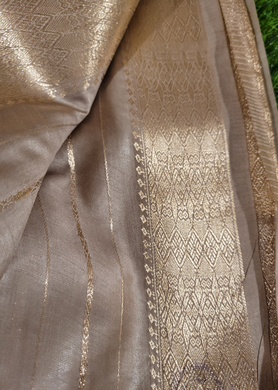 Golden Beige Semi Silk Saree- Bhagalpur