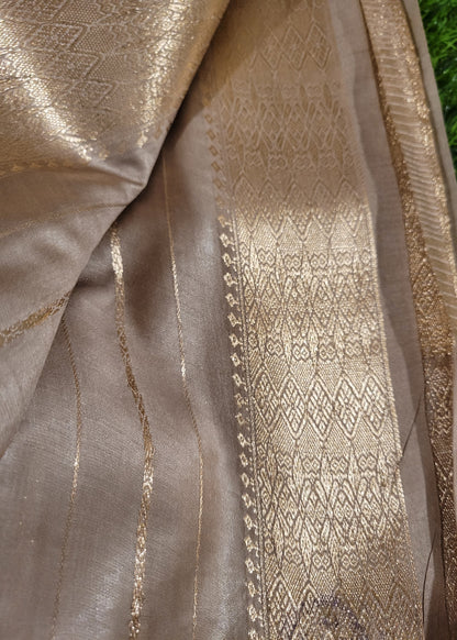 Golden Beige Semi Silk Saree- Bhagalpur