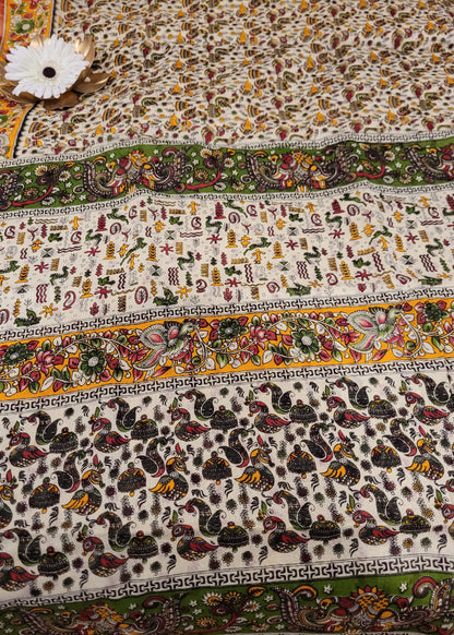 Chanderi Cotton Silk Saree In Kalamkari Design- Jaipur