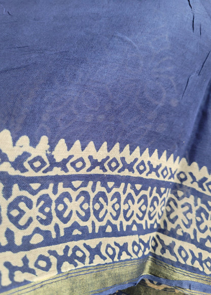 Indigo Colour Chanderi Cotton Silk Saree- Jaipur