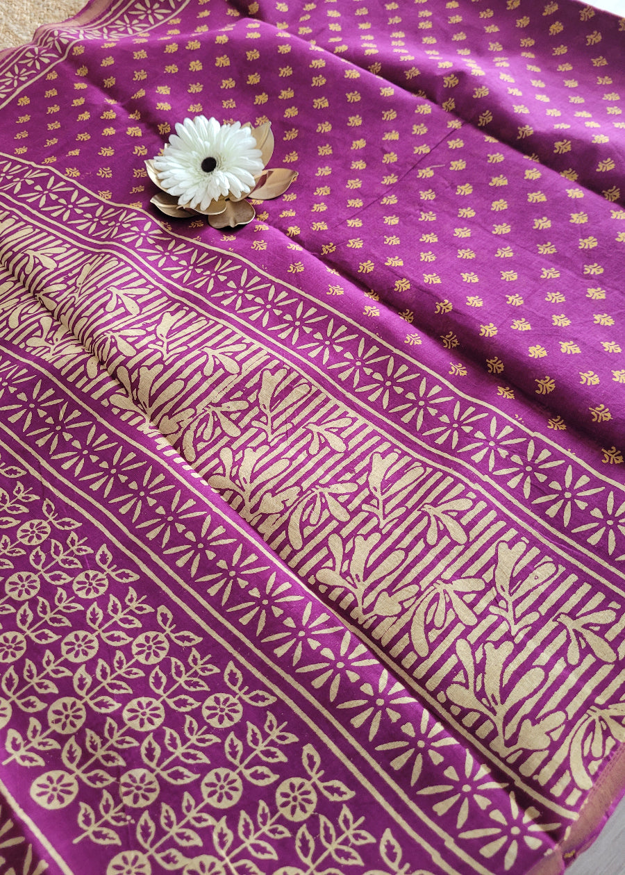 Majenta Colour Chanderi Cotton Silk Saree -Jaipur