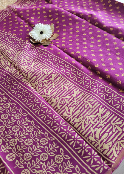 Majenta Colour Chanderi Cotton Silk Saree -Jaipur