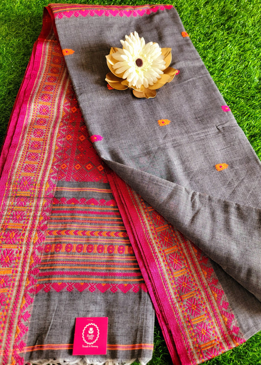 Grey and Pink Soft Cotton-Bengal
