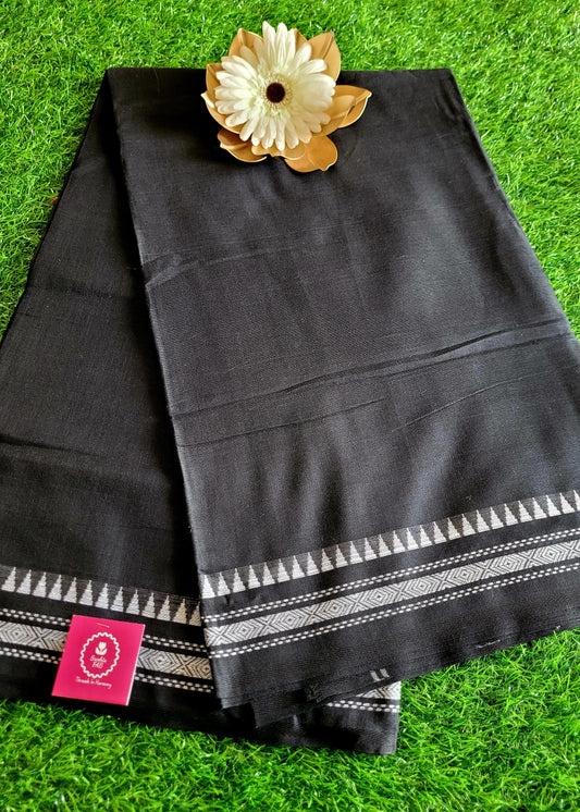Black and White Cotton Saree- Bengal
