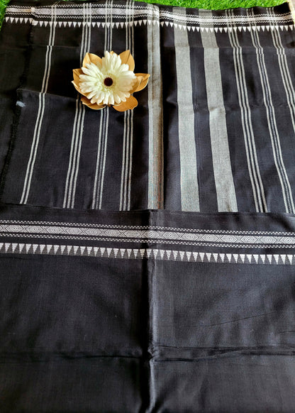 Black and White Cotton Saree- Bengal