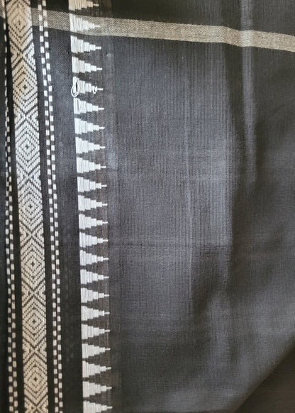 Black and White Cotton Saree- Bengal