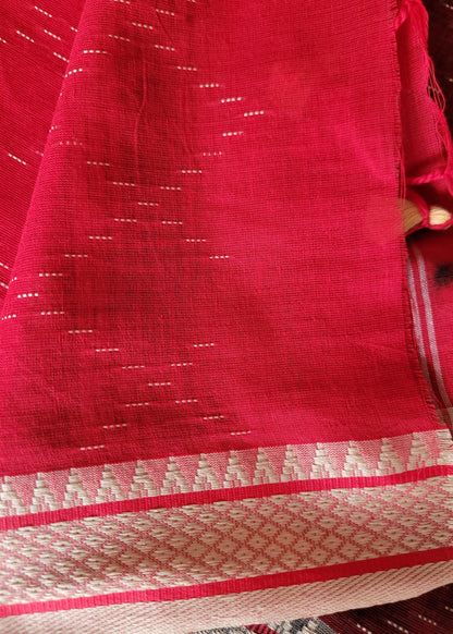 Red And Brown Cotton Saree- Bengal