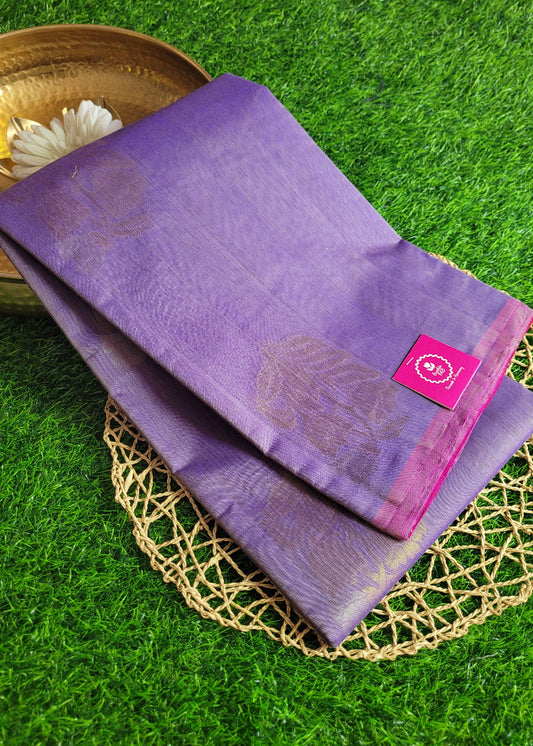 Lavender and Majenta Colour Kora Silk Saree- TN