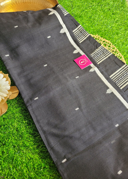 Black and White Soft Cotton Saree- Bengal