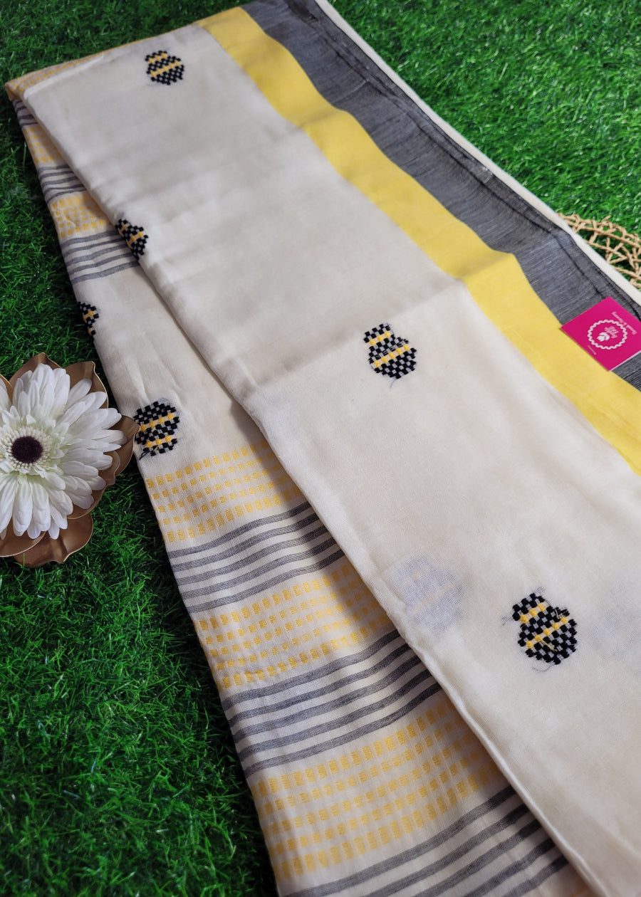 Offwhite Cotton Mix Saree- Bengal