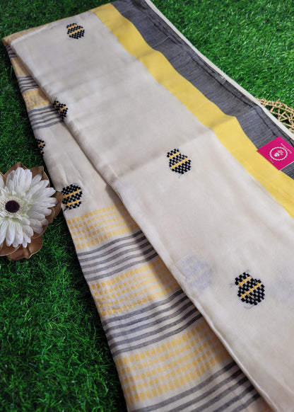 Offwhite Cotton Mix Saree- Bengal