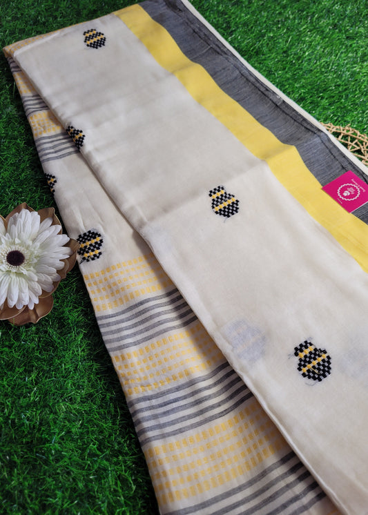 Offwhite Cotton Mix Saree- Bengal