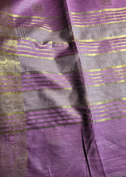 Pinkish Lavender Semi Munga Silk Saree- Bengal