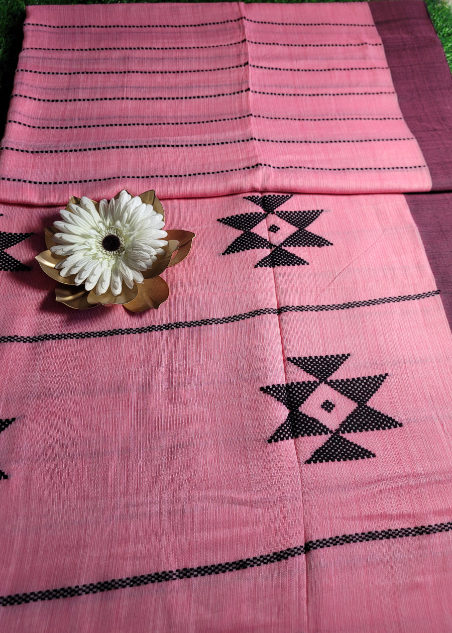 Light Pink Soft Cotton Saree-Bengal