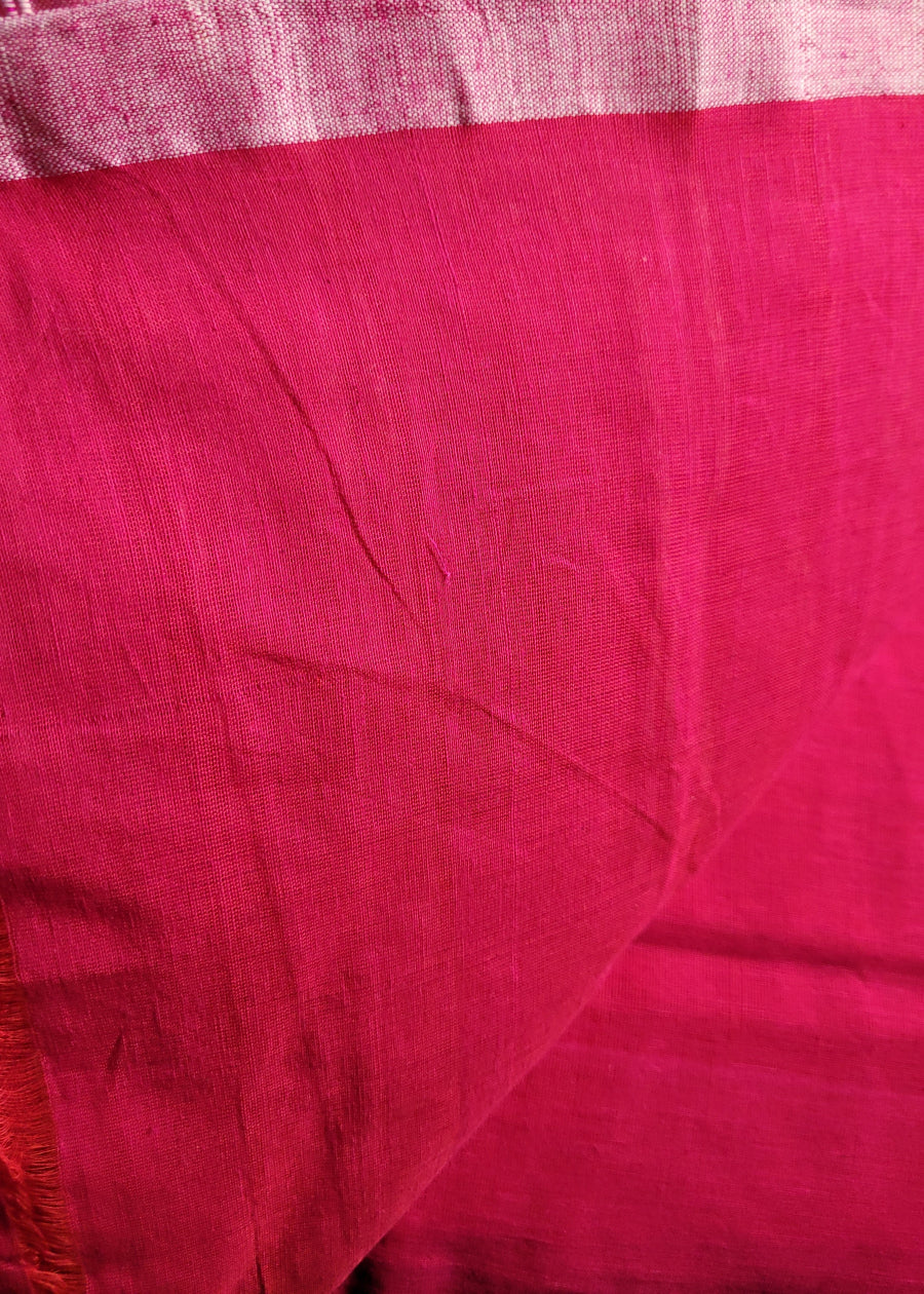 Fuchsia Pink Soft Cotton Saree-Bengal