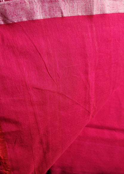 Fuchsia Pink Soft Cotton Saree-Bengal