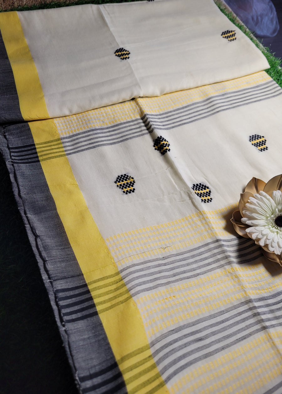 Offwhite Cotton Mix Saree- Bengal