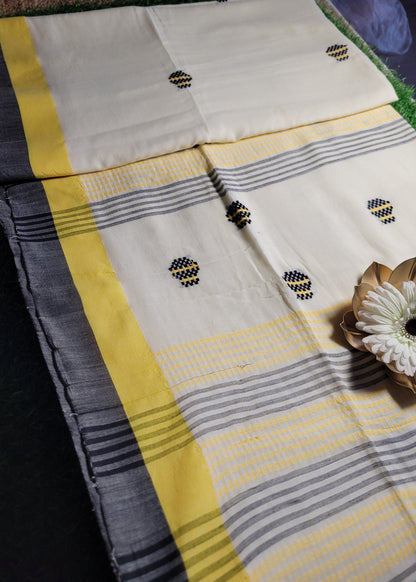 Offwhite Cotton Mix Saree- Bengal