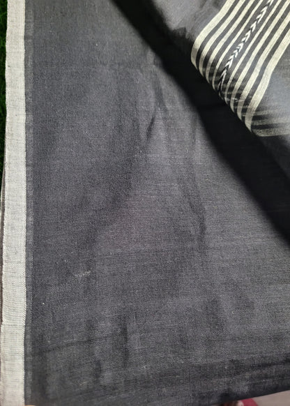 Black and White Soft Cotton Saree- Bengal