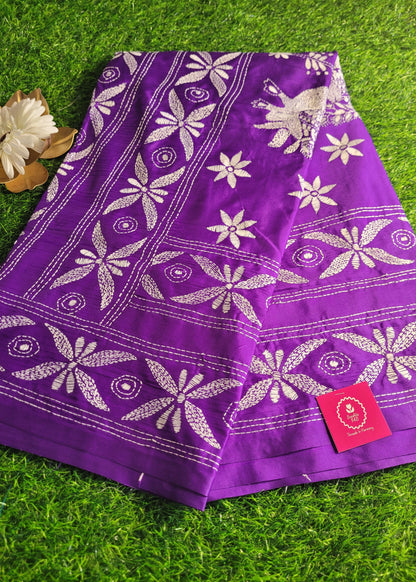Purple Colour Kantha Work Saree- Bengal