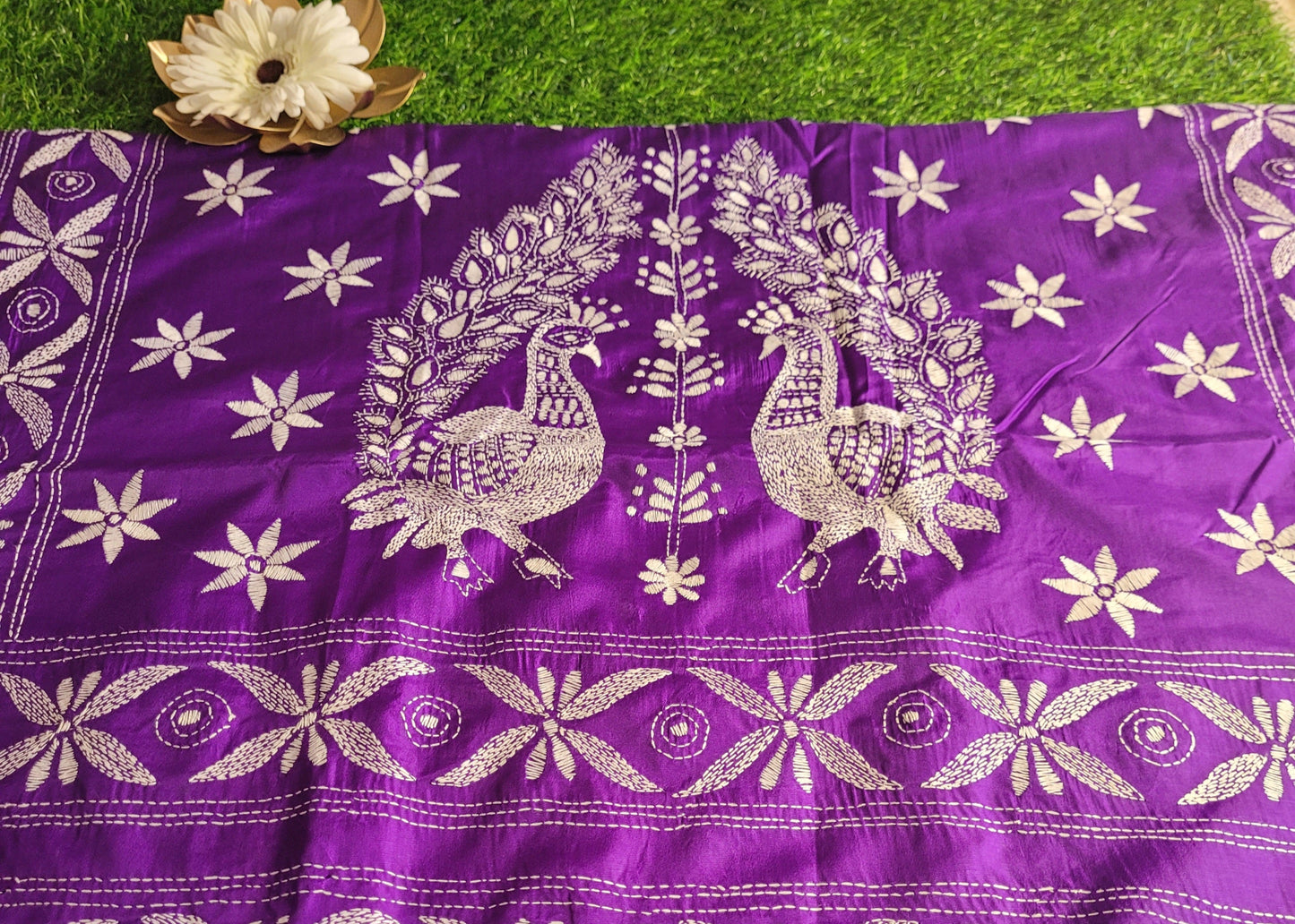 Purple Colour Kantha Work Saree- Bengal