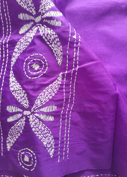 Purple Colour Kantha Work Saree- Bengal