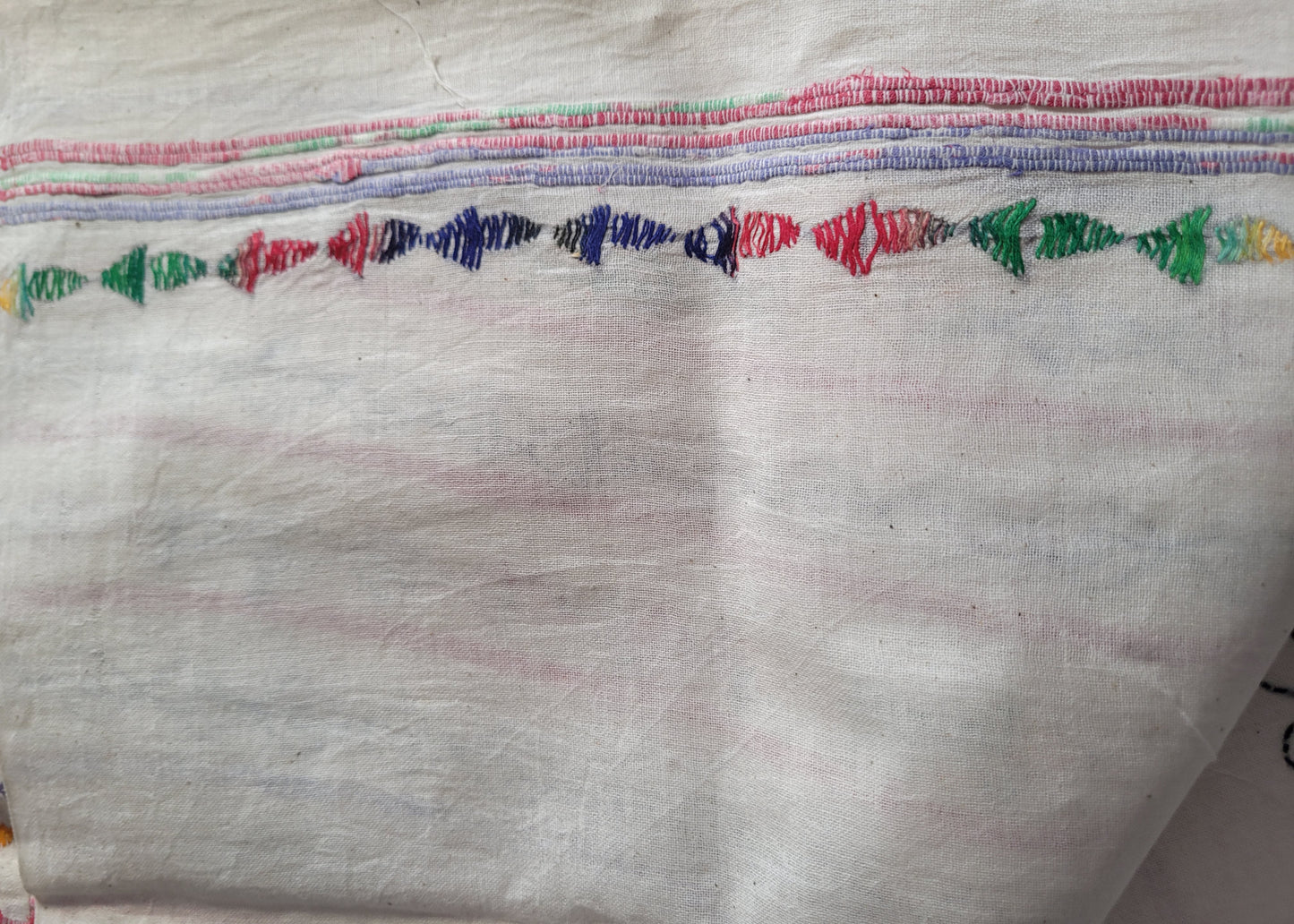 White Cotton Saree With Kantha Work- Bengal