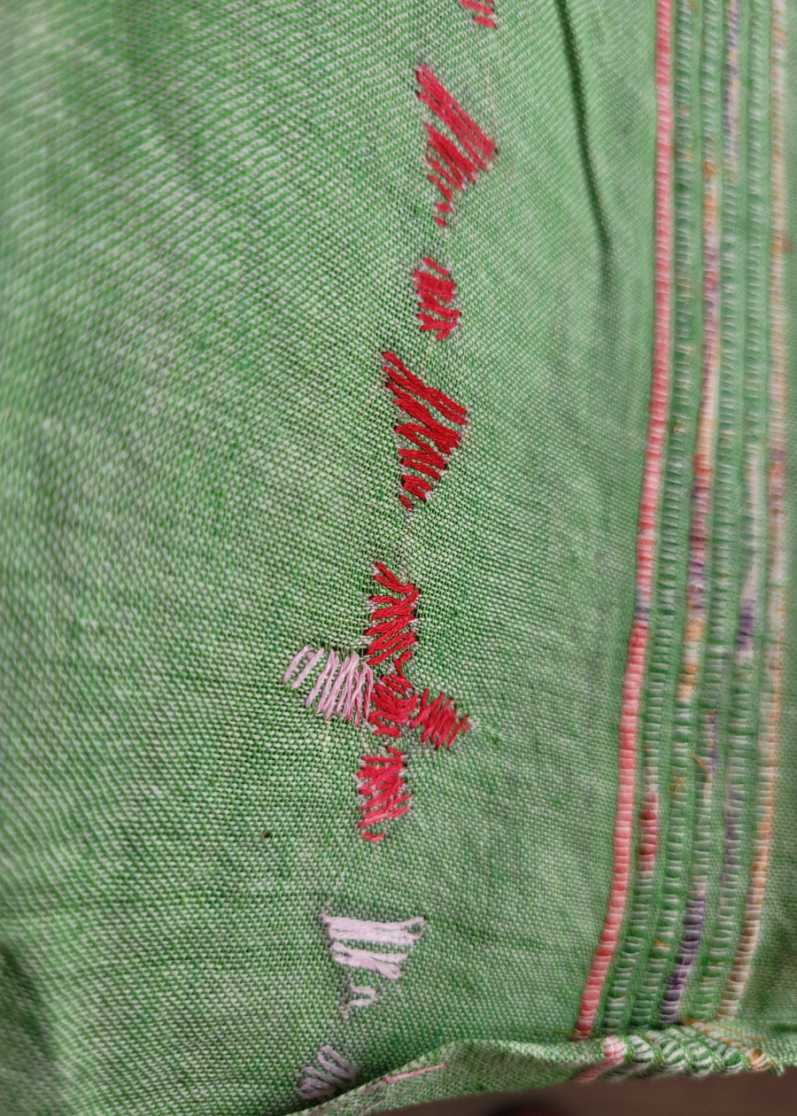 Light Green Cotton Saree With Kantha Work- Bengal