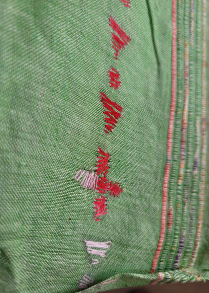 Light Green Cotton Saree With Kantha Work- Bengal