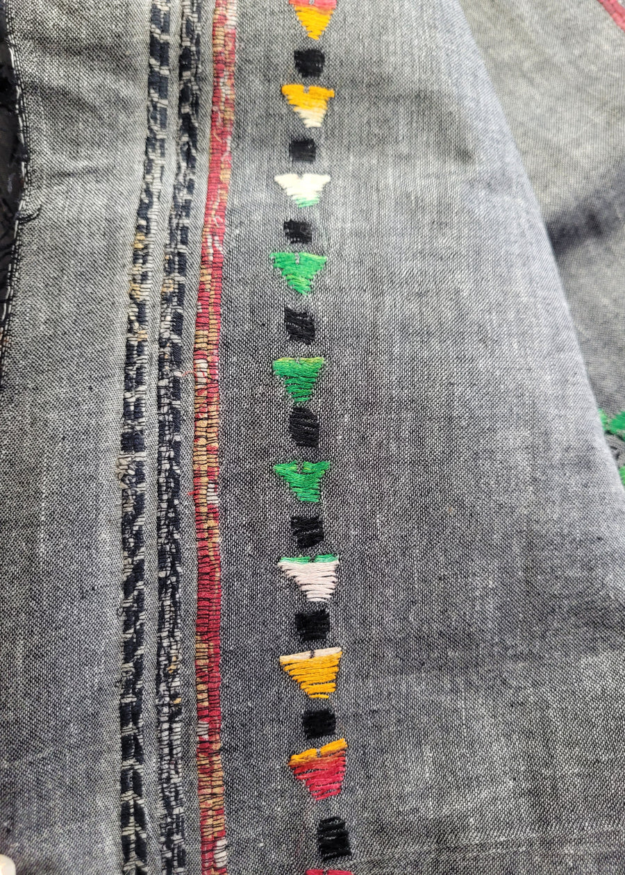 Grey Colour Cotton Saree With Kantha Work- Bengal