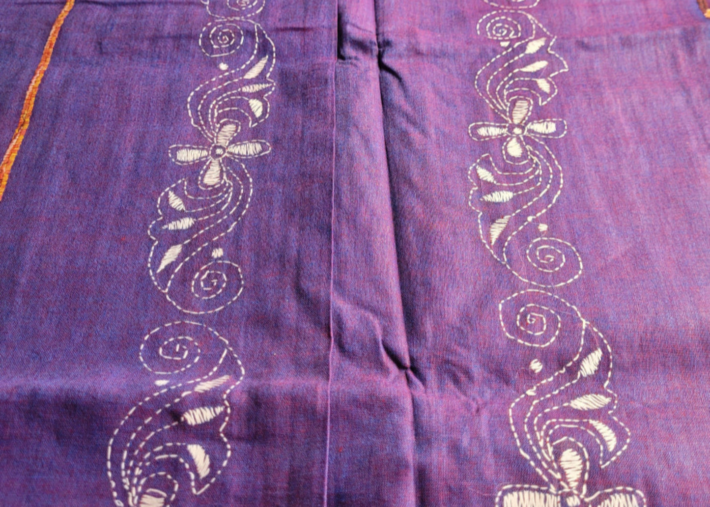 Purple Colour Cotton Saree With Kantha Work- Bengal