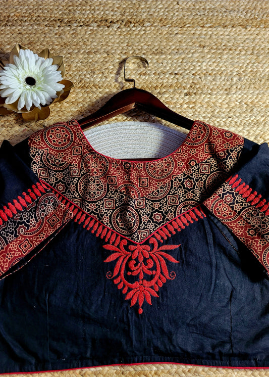 Ready To Wear Blouse  In Black and Red -Size 40