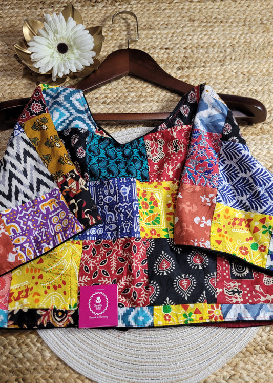 Multi Colour Patch Work Blouse- Size 40
