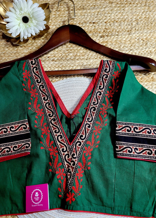 Green And Red Blouse- Size 38