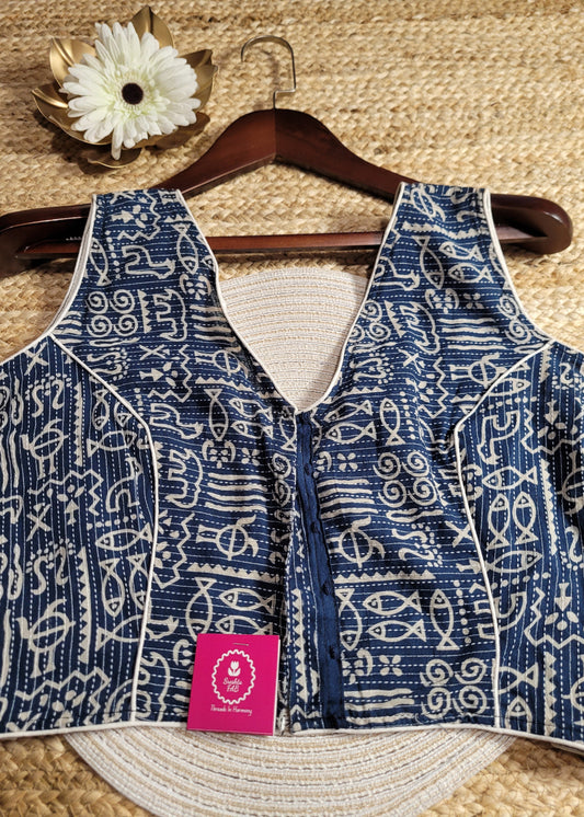 Sleeveless Blue Blouse -Size 36