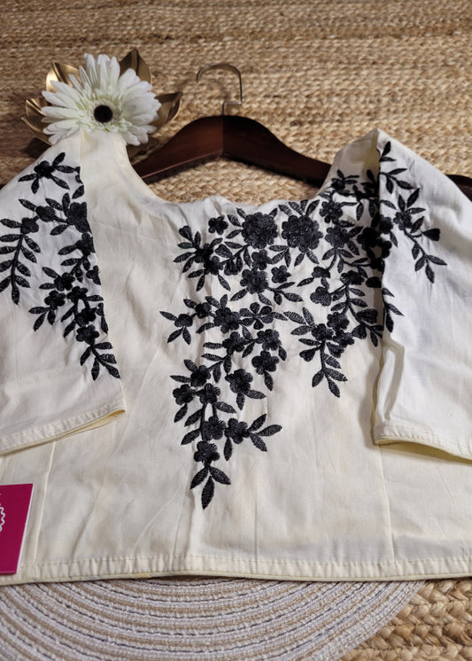 Offwhite And Black Blouse- Size 42