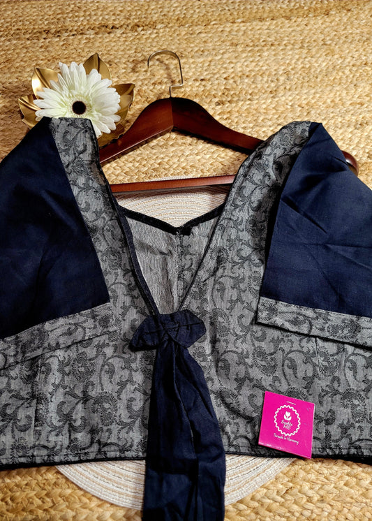 Grey And Black Blouse- Size 42