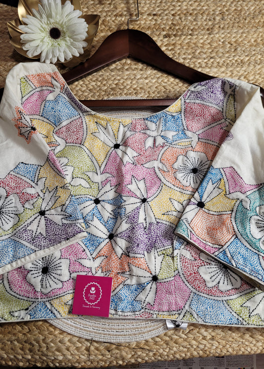 Floral  Kantha Design Blouse- Size 42
