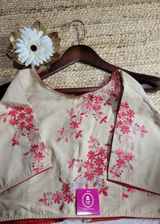 Beige And Pink Ready To Wear Blouse - Size 44