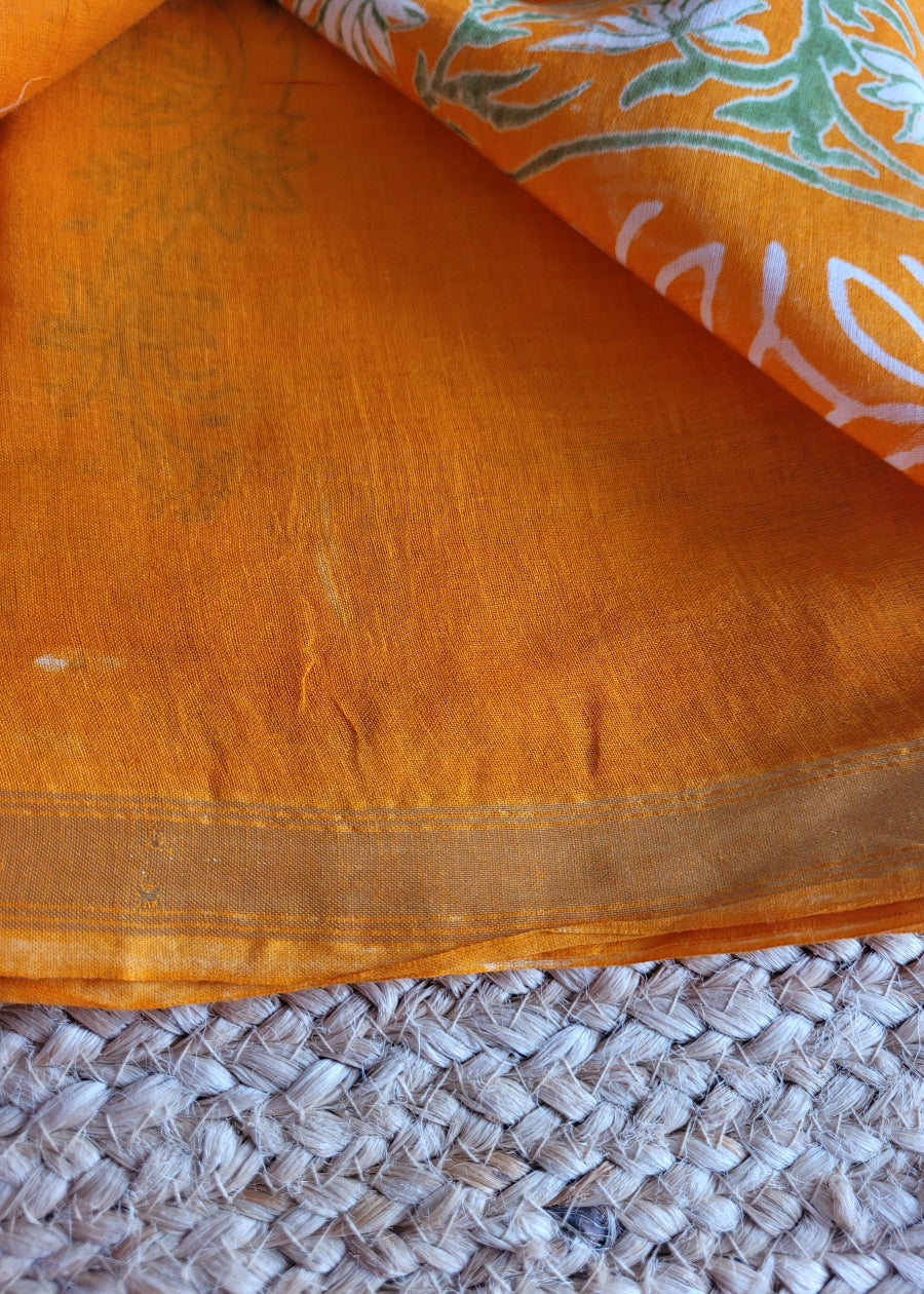 Orange Colour Chanderi Cotton Saree- Jaipur