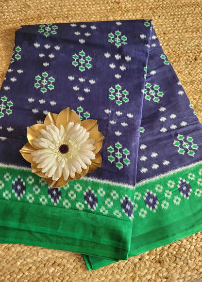 Green and Blue Cotton Saree- Andhra